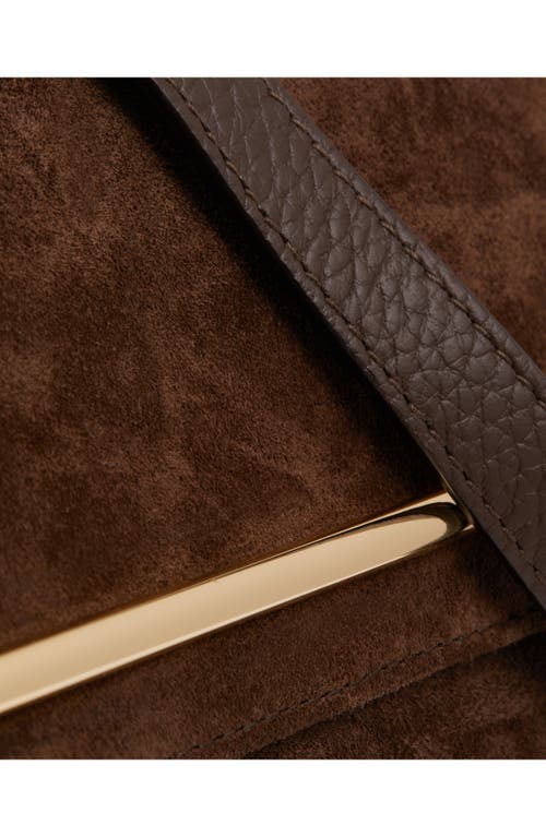 Strathberry Mini East/west Suede Soft Crossbody Bag In Chocolate