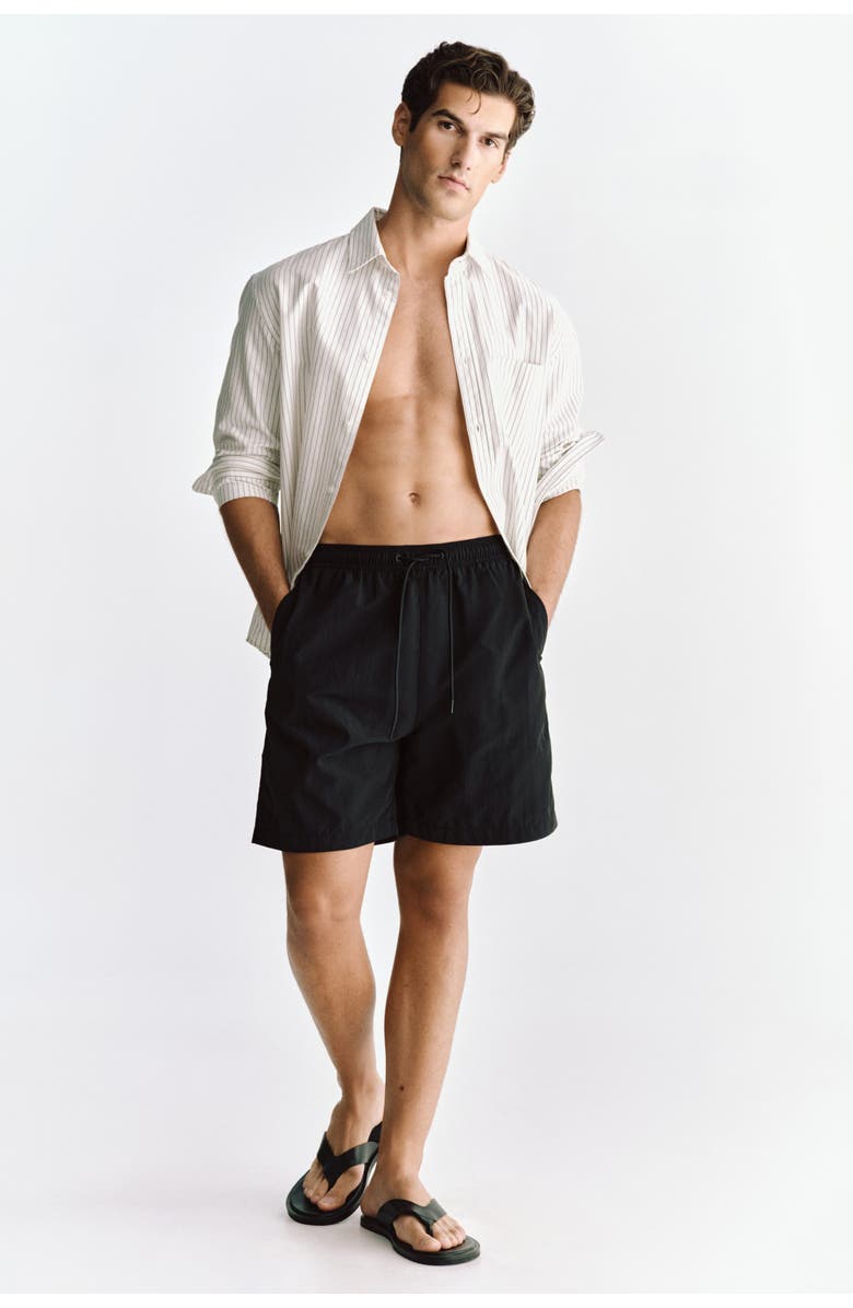 H&M Short Swim Shorts, Main, color, Black