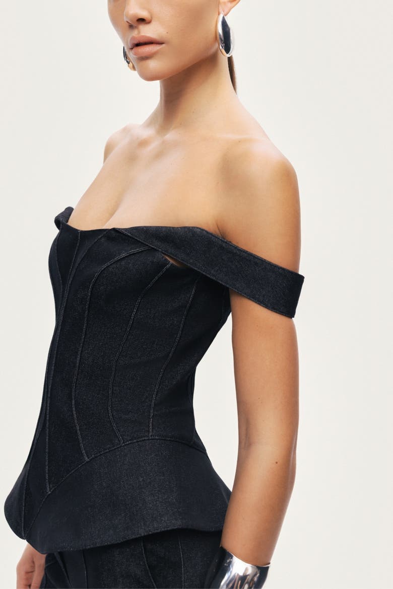 Off-Shoulder Sculpted Bustier, Alternate, color, Black