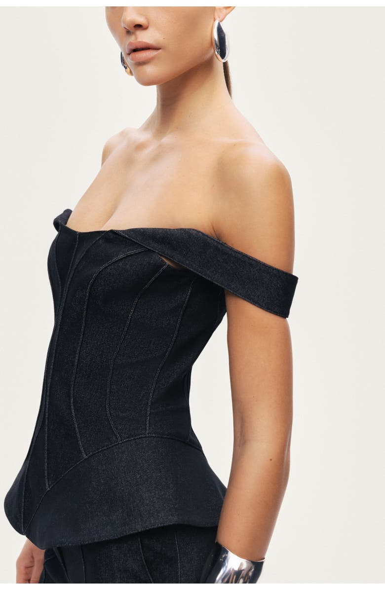 Nocturne Off-Shoulder Sculpted Bustier, Alternate, color, Black