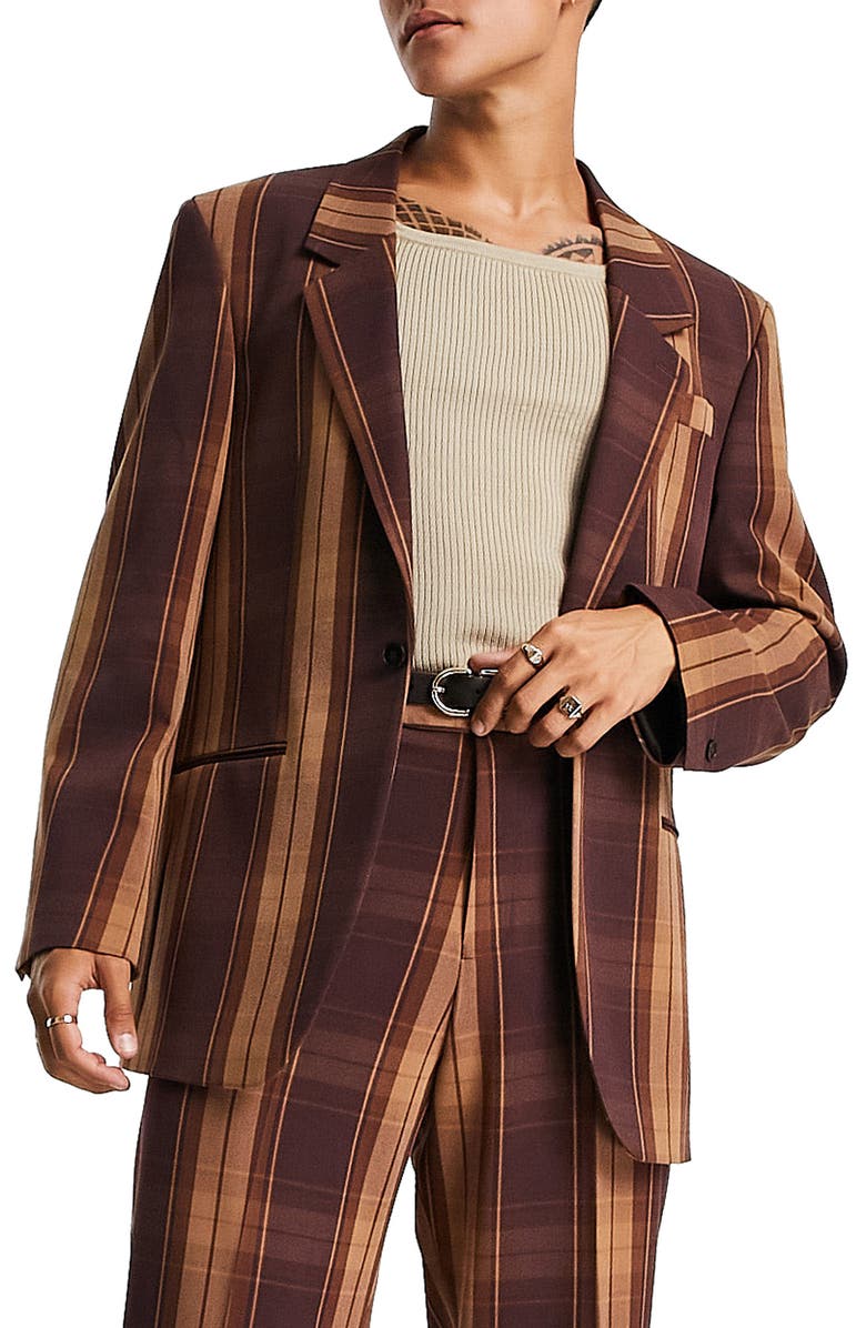 ASOS DESIGN Plaid Oversize Suit Jacket, Main, color, 