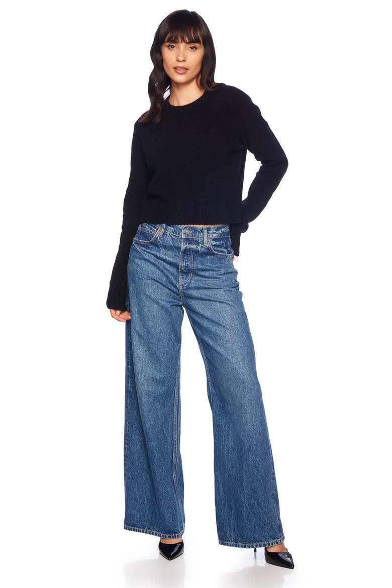 Mapache Mohair & Wool Blend Crewneck Sweater, Alternate, color, BLACK