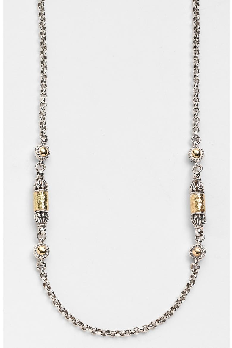 'Classics' Two-Tone Hammered Station Necklace, Main, color, SILVER/ GOLD