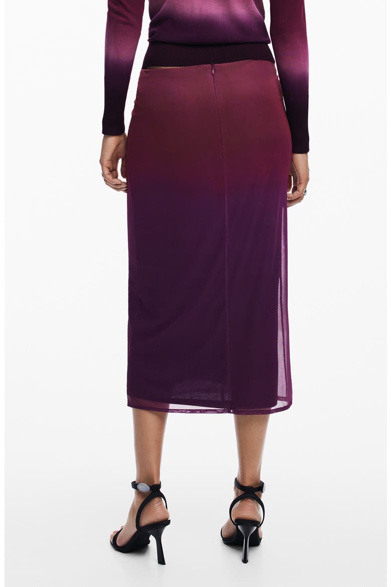 Ribbo Ombré Midi Skirt, Alternate, color, BURGUNDY