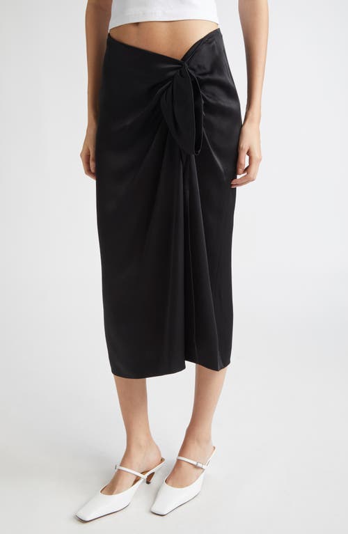 Stella Mccartney Satin Gathered Midi Skirt In Black