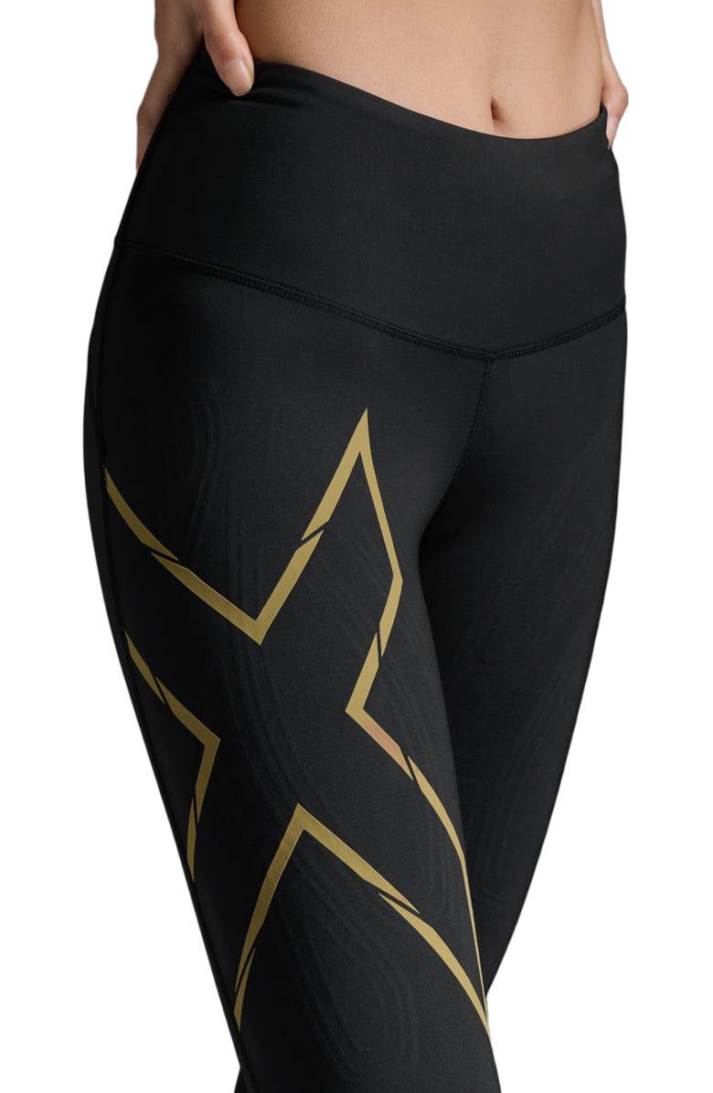 2XU Light Speed Mid-Rise CompTight, Alternate, color, Black/Gold Reflective