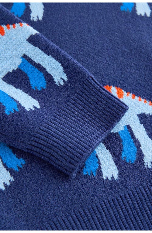 Next Kids' Dinosaur Jacquard Crewneck Sweater In Blue