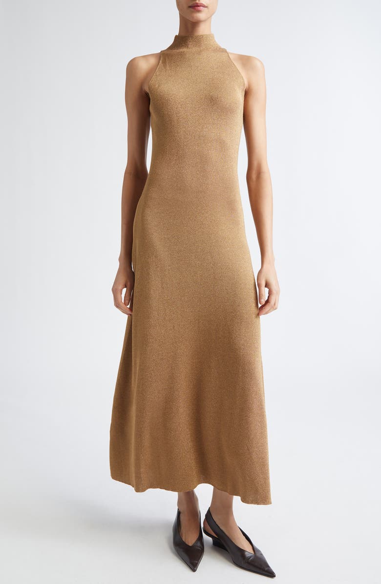 Altuzarra Mitzi Metallic Jersey Dress, Main, color, Gold