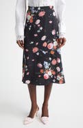 Erdem Floral A-Line Crepe Midi Skirt