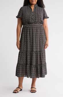 MAX STUDIO Flutter Sleeve Tiered Maxi Dress