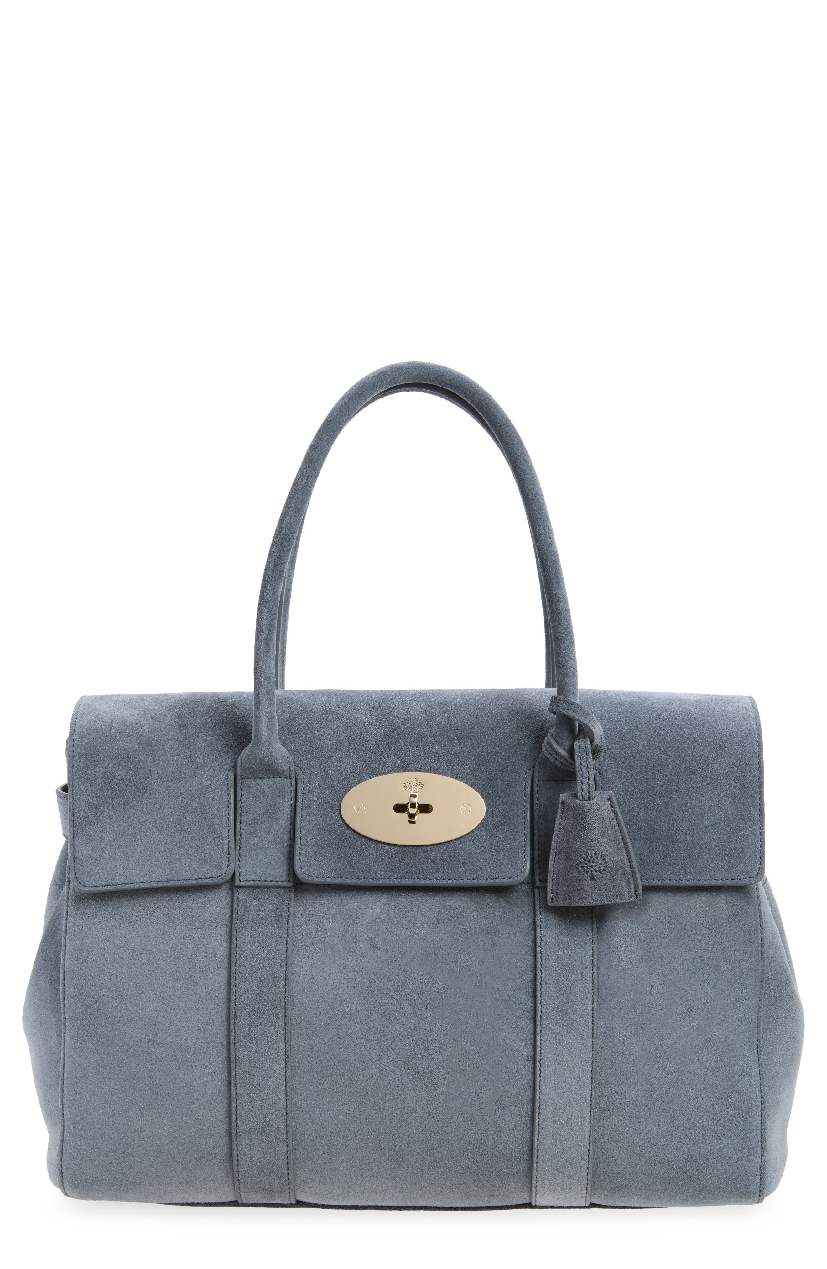 Bayswater Suede Satchel, Main, color, FOGGY GREY
