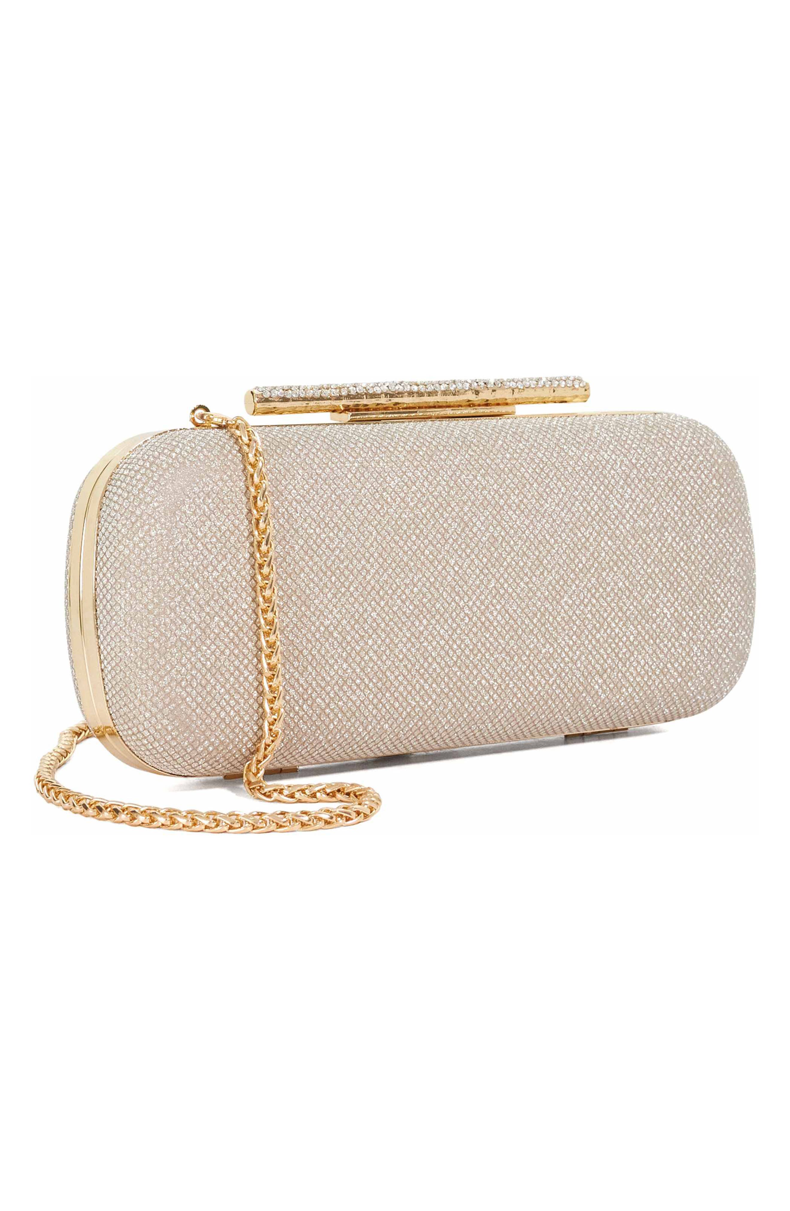 Body Faux Leather Frame Clutch, Alternate, color, GOLD