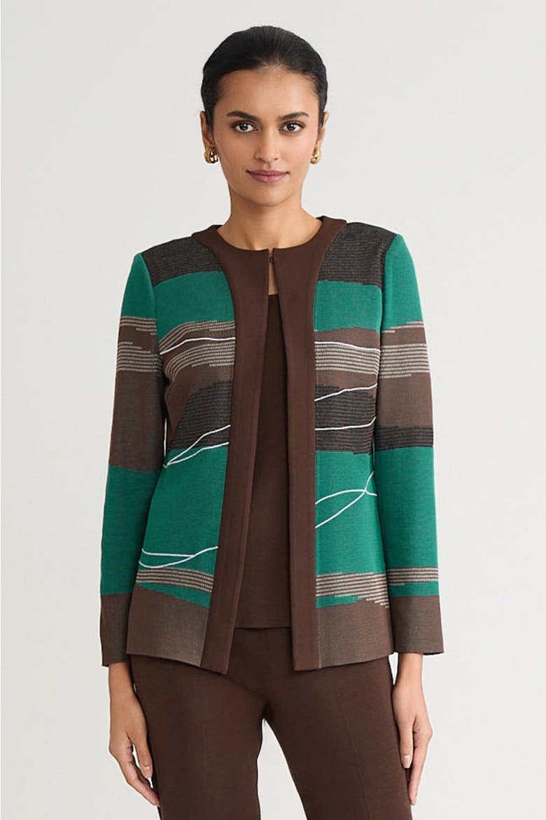 Heritage Embroidered Landscape Jacquard Knit Jacket, Main, color, Everest/Dark Umber/Black/Ivory