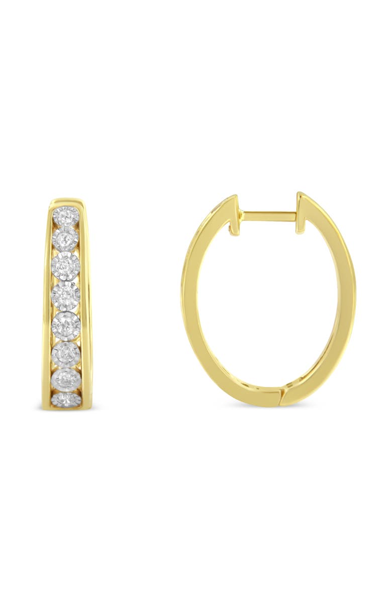Haus of Brilliance 10KT Yellow and White Gold Diamond Hoop Earring, Alternate, color, Yellow