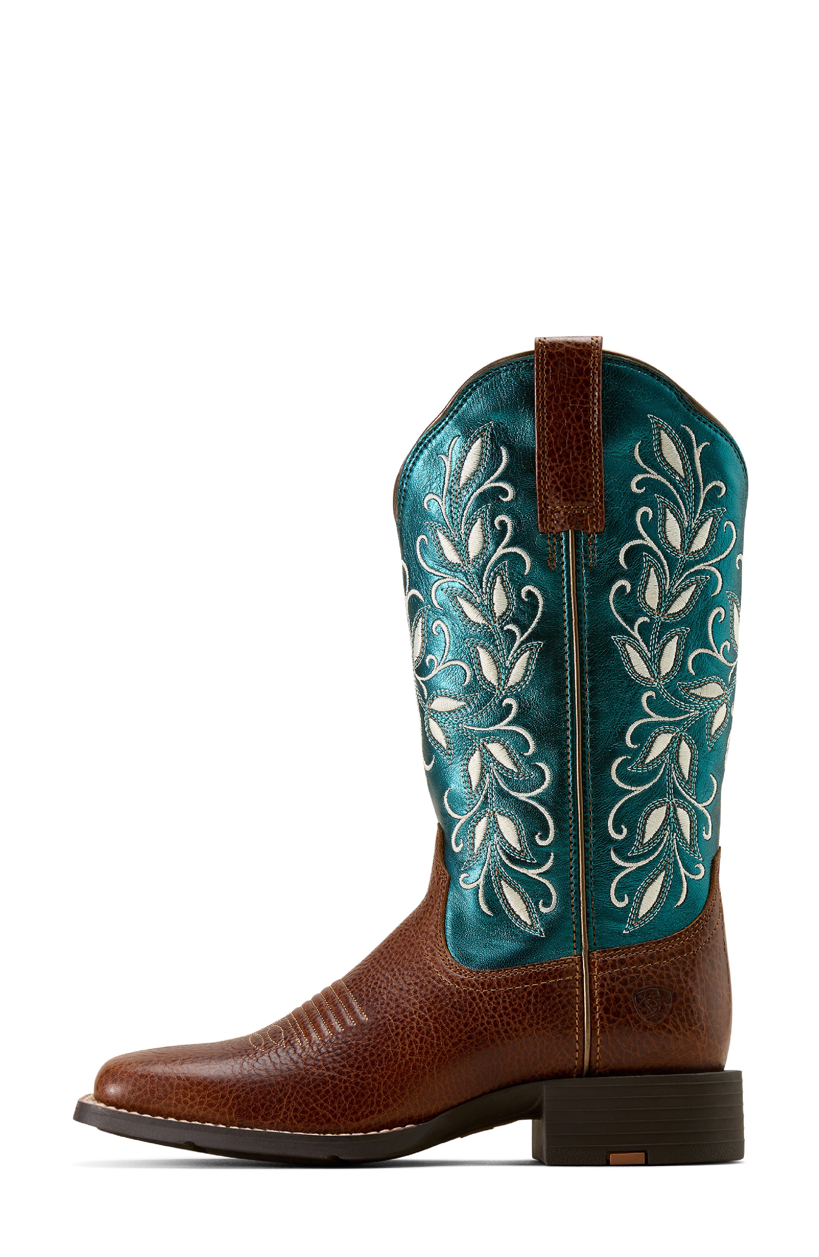 Ariat Round Up Holly Western Boot, Alternate, color, Beasty Brown/ Metallic Sea