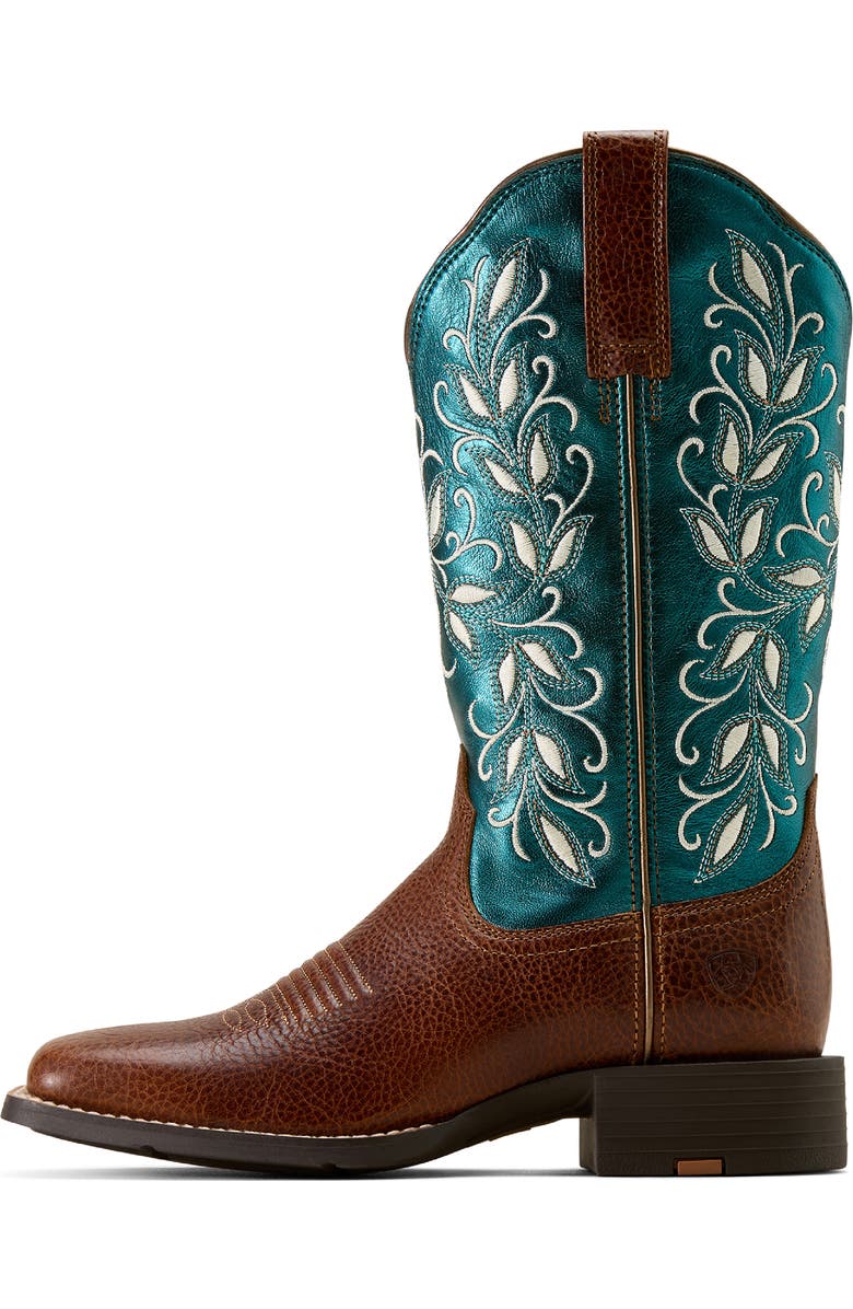 Ariat Round Up Holly Western Boot, Alternate, color, Beasty Brown/ Metallic Sea