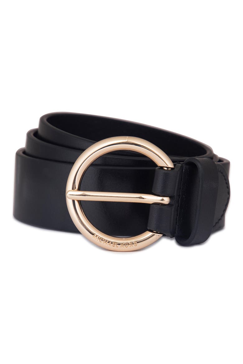 Leather Belt, Main, color, BLACK GOLD