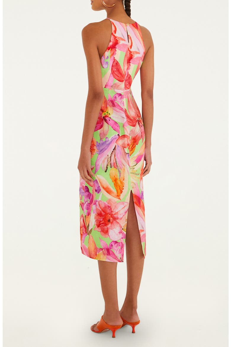 Artsy Flora Linen Midi Dress, Alternate, color, ARTSY FLORA GREEN