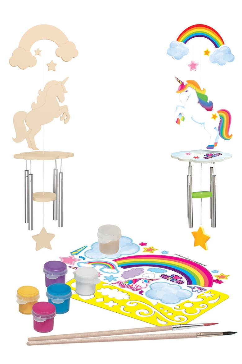 Unicorn Wind Chime Wood Craft Kit, Alternate, color, Multicolor