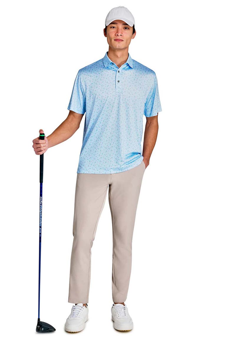Regular Fit Scattered Golf Ball & Cactus Recycled Performance Golf Polo, Alternate, color, LT BLUE