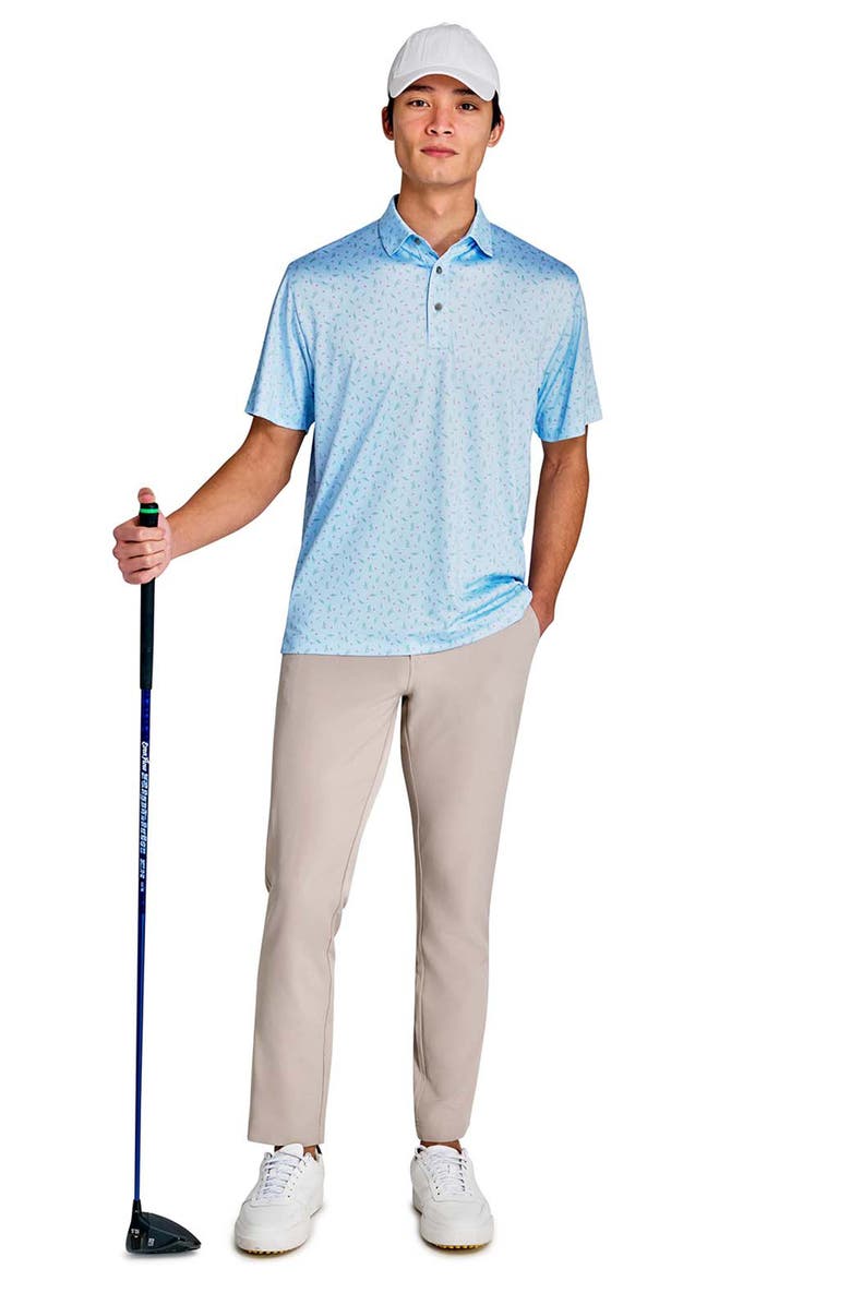 CONSTRUCT Regular Fit Scattered Golf Ball & Cactus Recycled Performance Golf Polo, Alternate, color, Lt Blue