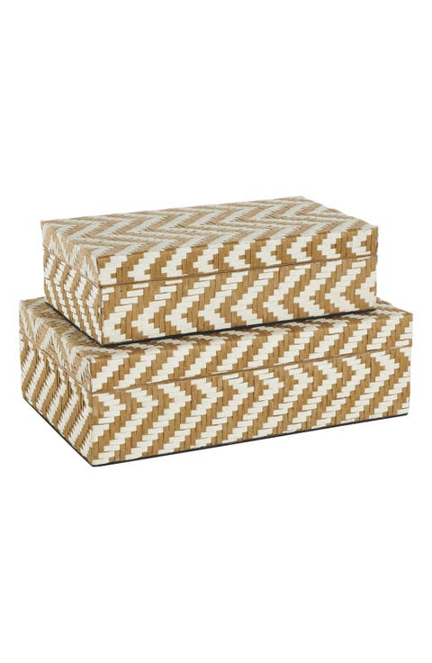 Set of 2 Contemporary Paper Storage Boxes