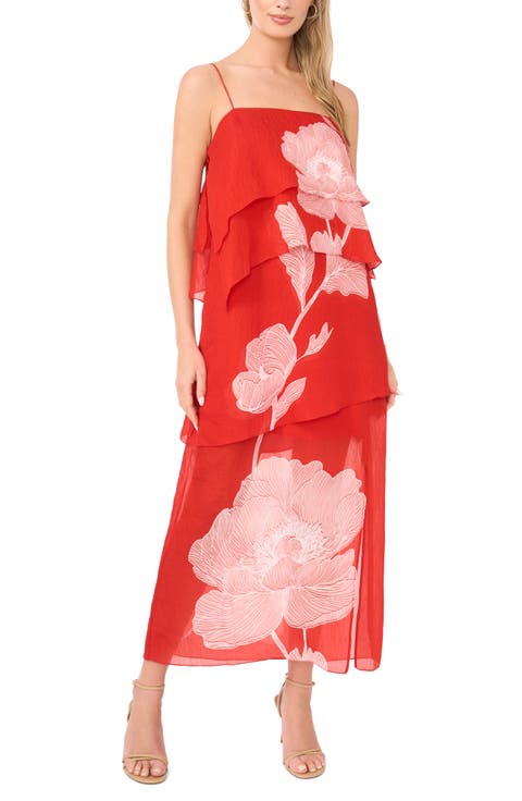 Floral Tiered Overlay Dress (Regular & Petite)