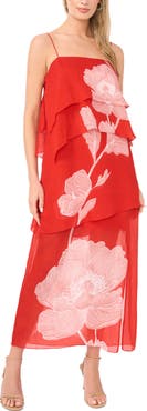 Vince Camuto Floral Tiered Overlay Dress