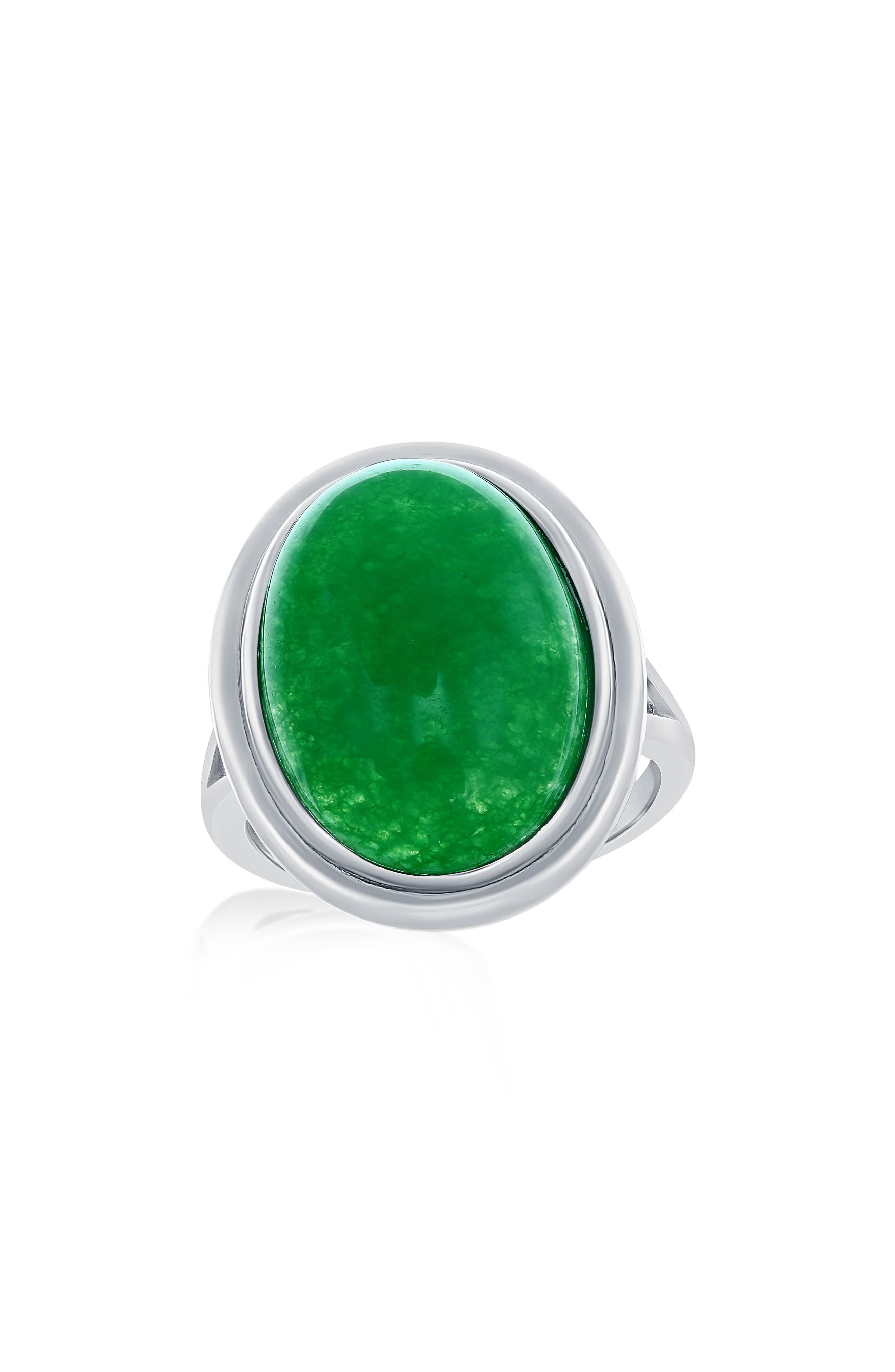SIMONA Sterling Silver Oval Jade Ring