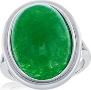 SIMONA Sterling Silver Oval Jade Ring