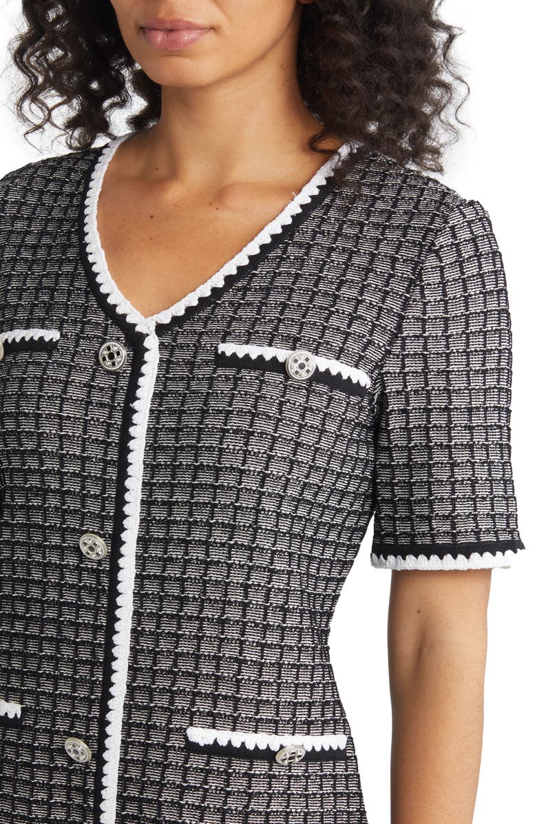 Misook Short Sleeve Tweed Sheath Dress, Alternate, color, 