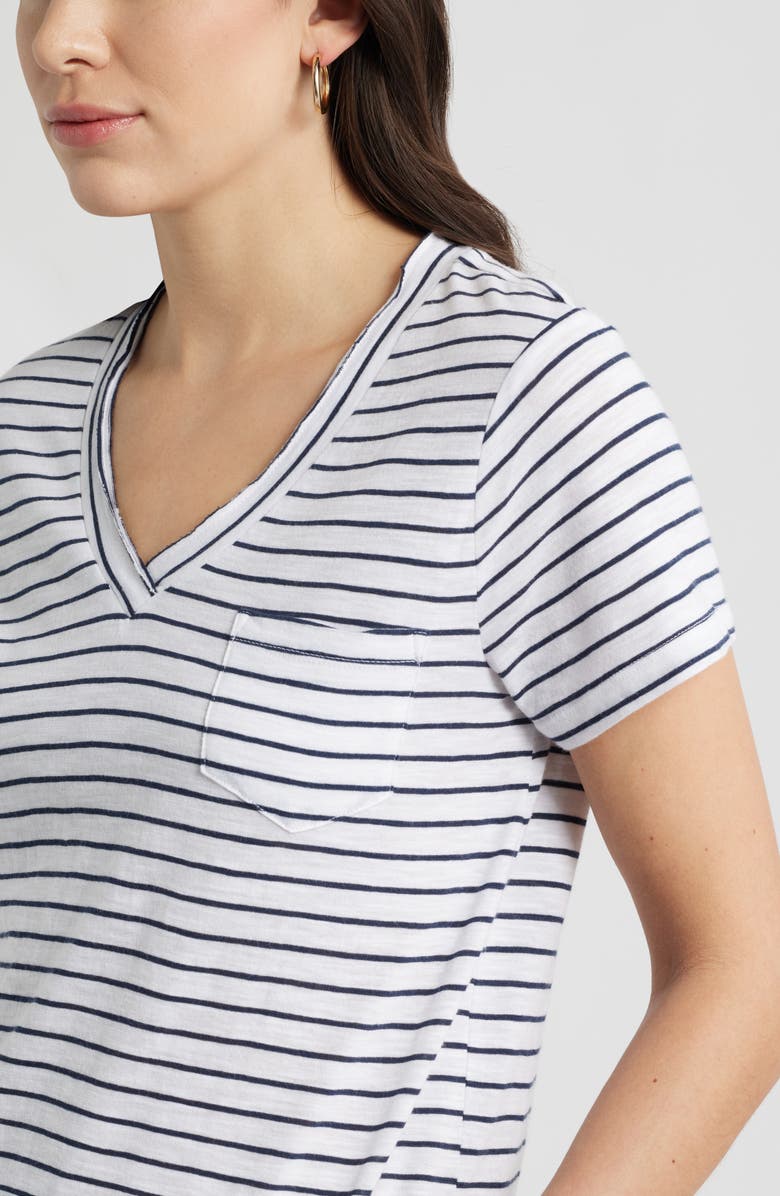 Caslon<sup>®</sup> Cotton & Modal V-Neck T-Shirt, Alternate, color, White-Navy Still Emilia Stripe
