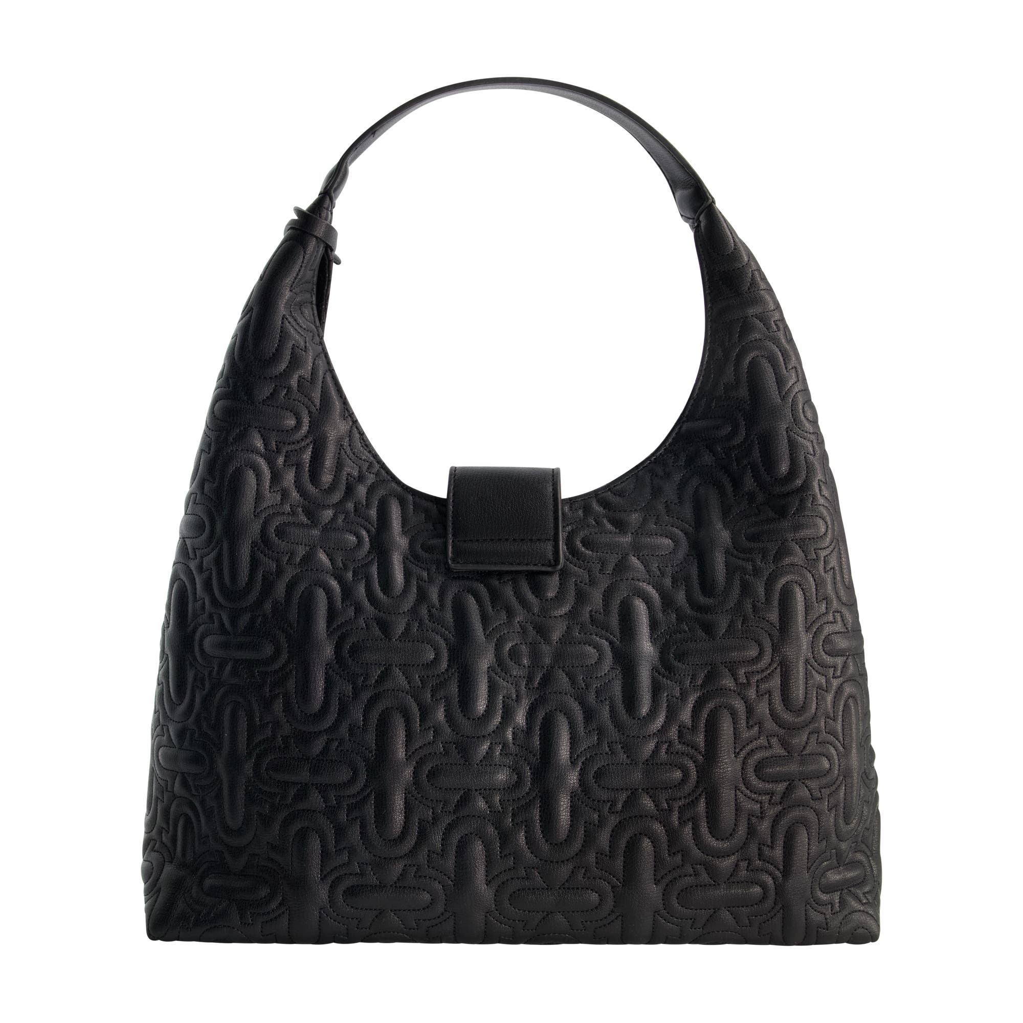 Quilted Horseshoe Medium Hobo, Alternate, color, BLACK