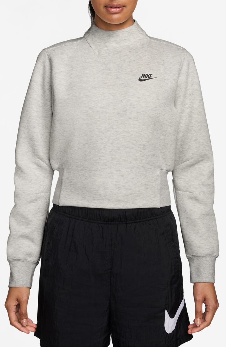 Nike Sportswear Tech Fleece Mock Neck Sweatshirt, Main, color, Light Grey/ Black