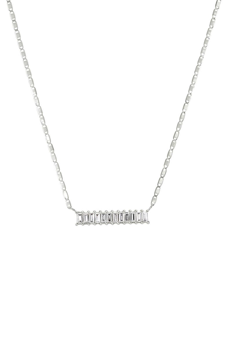 14K Gold Baguette Diamond Bar Pendant Necklace, Main, color, WHITE GOLD