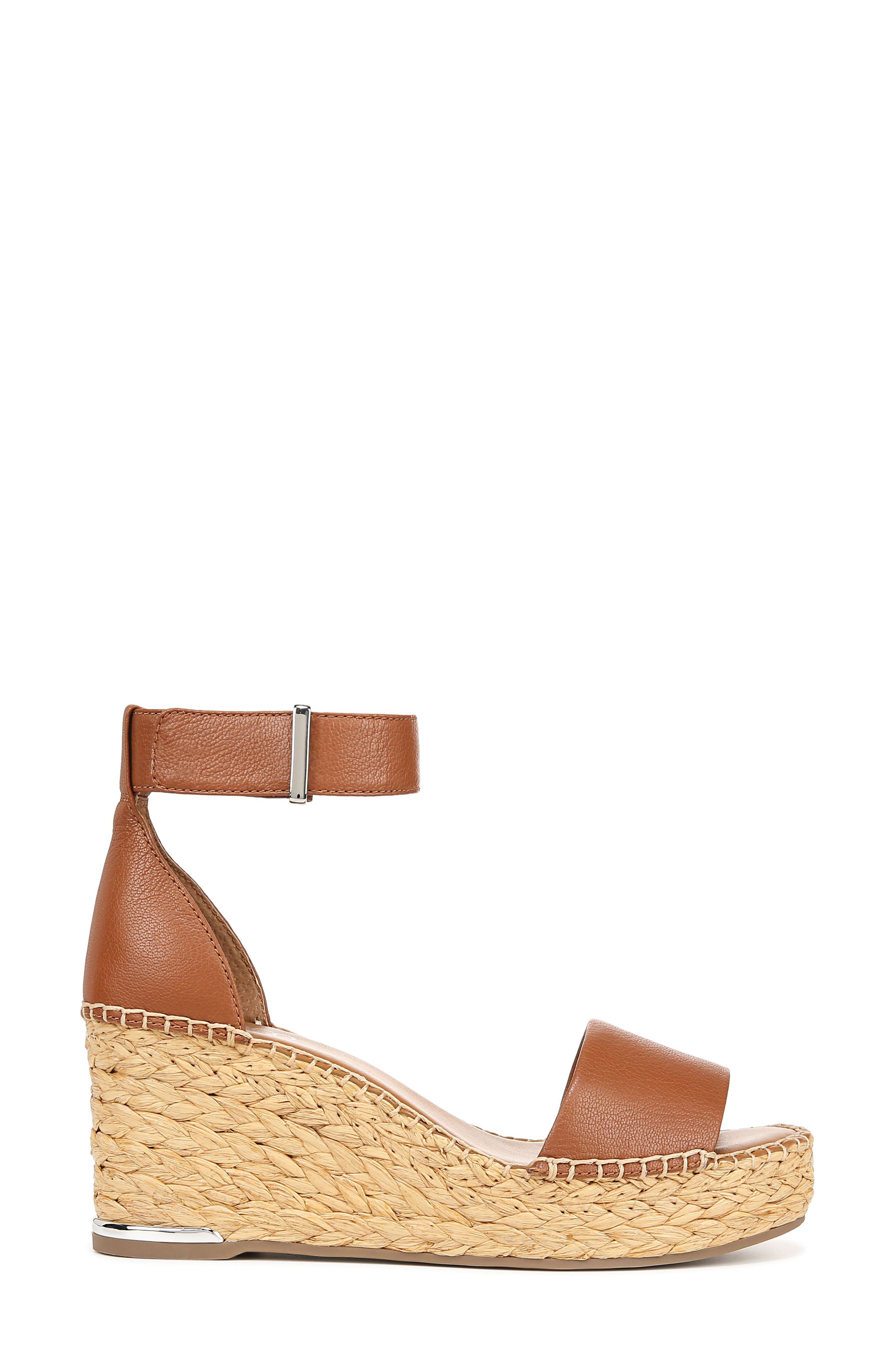 Clemens Ankle Strap Platform Wedge Sandal, Alternate, color, COGNAC