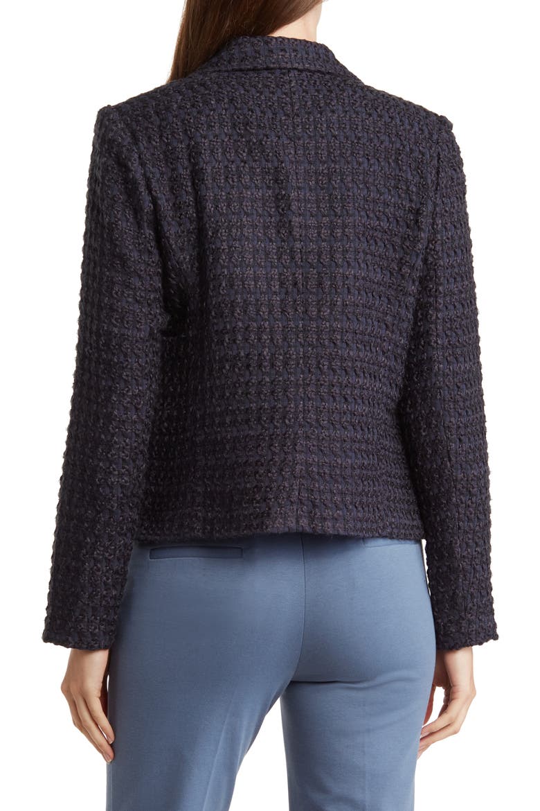 Peak Lapel Bouclé Blazer, Alternate, color, NAVY