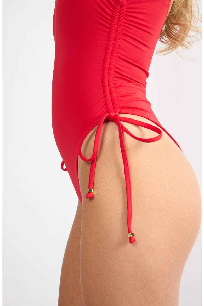 Dreamland Ruched One-Piece Swimsuit, Alternate, color, RED