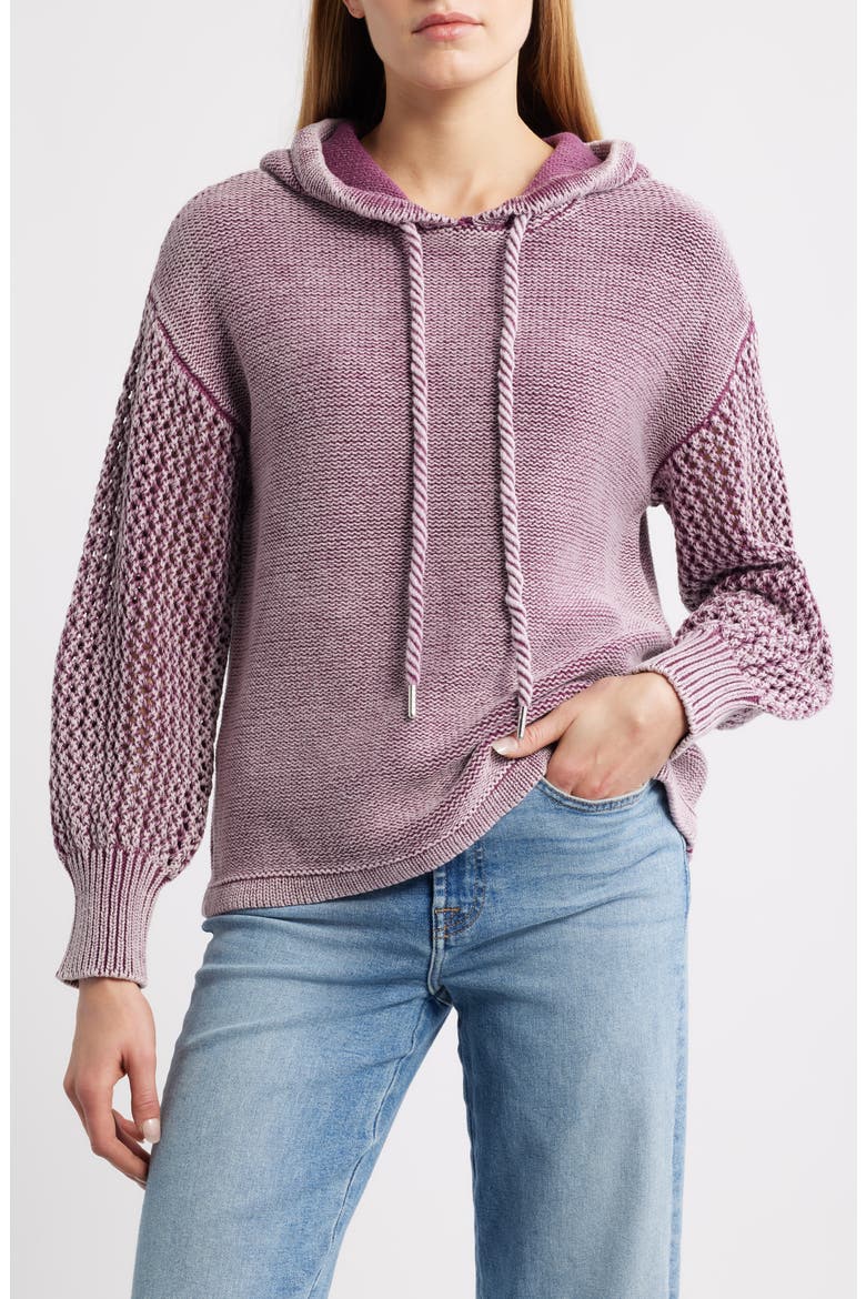Open Stitch Hoodie, Main, color, DUSTY ROSE