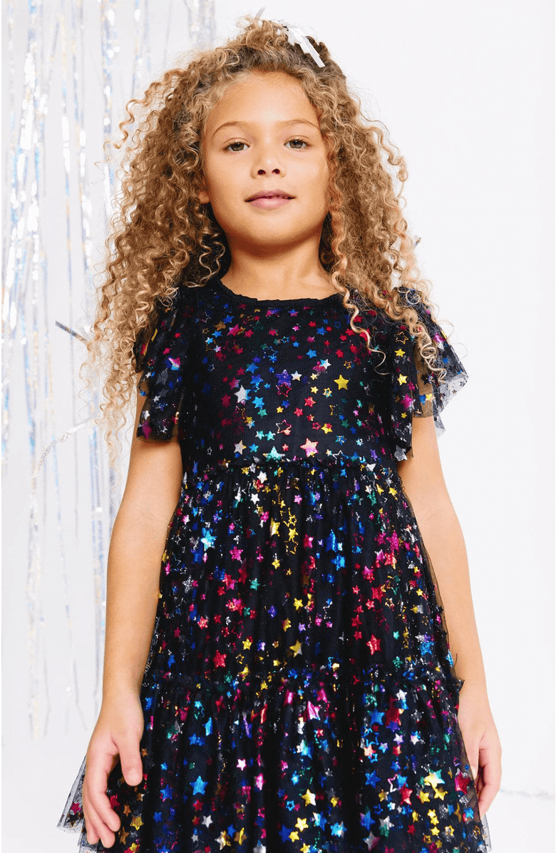 Lola + The Boys Shining Rainbow Star Tulle Dress, Alternate, color, Multicolor