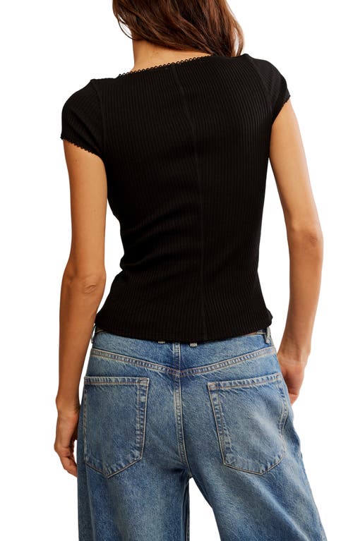 Shop Free People Most Wanted Short Sleeve Cotton Blend Cardigan In Black