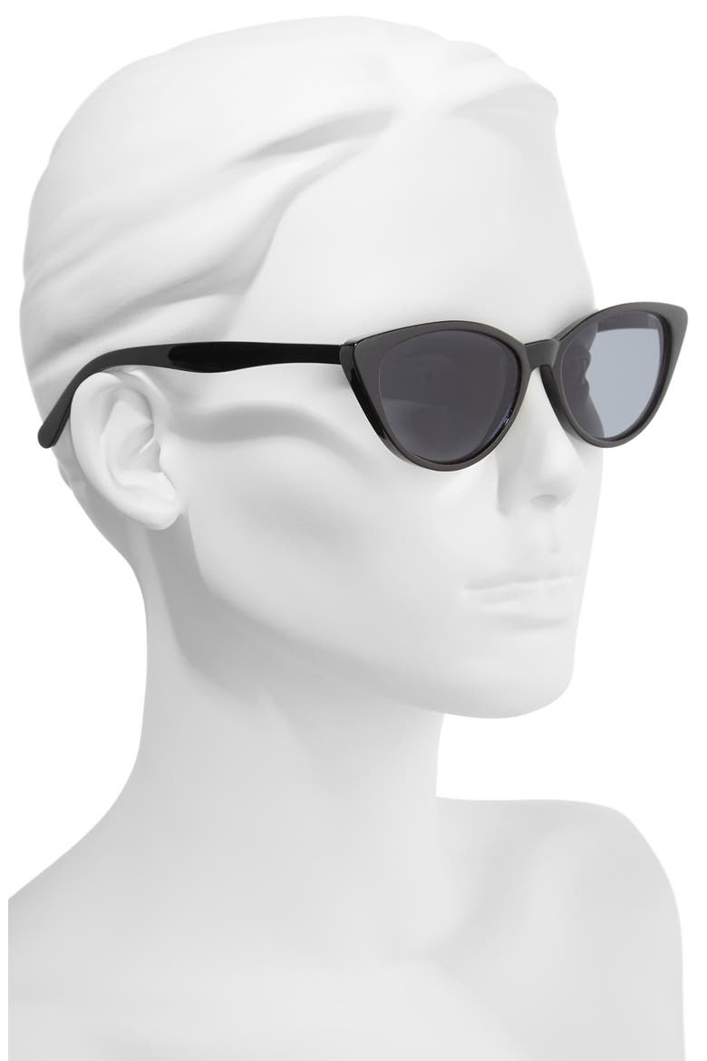 I Spy 53mm Exaggerated Cat Eye Sunglasses, Alternate, color, BLACK