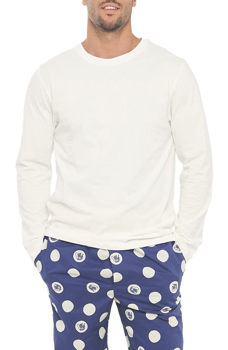 The Lazy Poet Luke Tiger Dots Blue Long Sleeve Pajama T-Shirt, Main, color, 