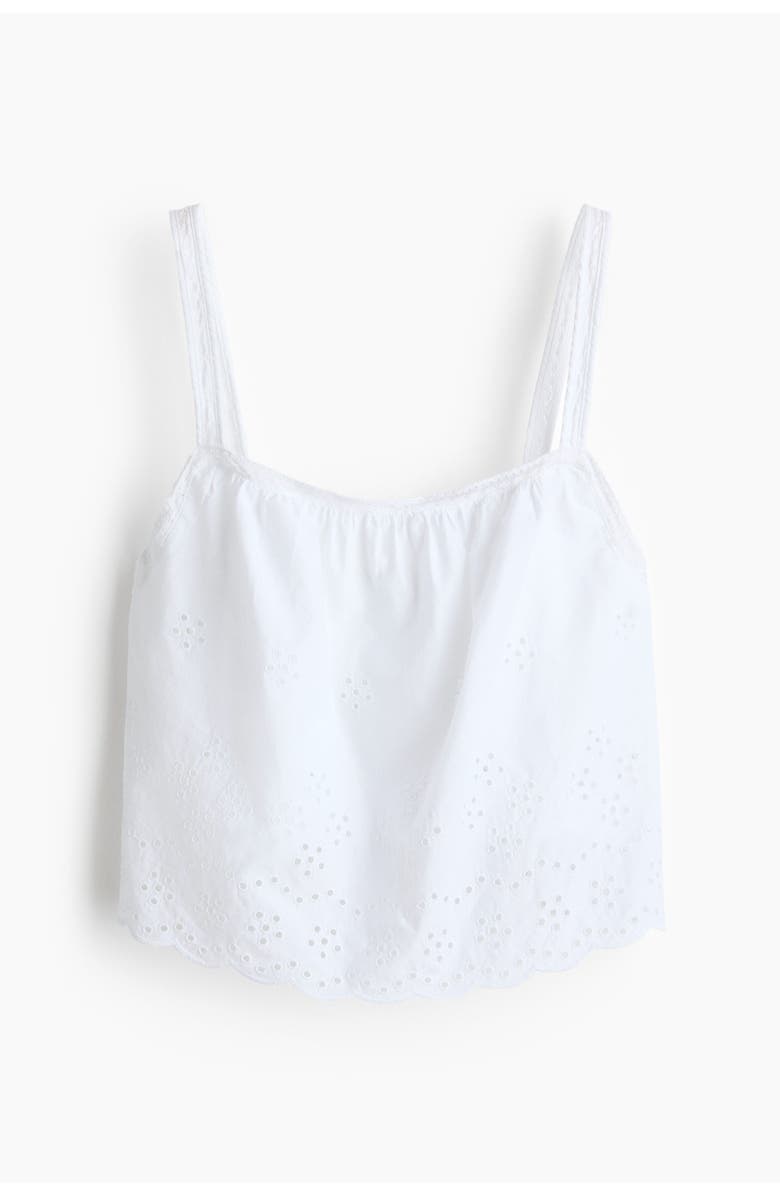 H&M Broderie-anglaise Cotton Top, Main, color, White