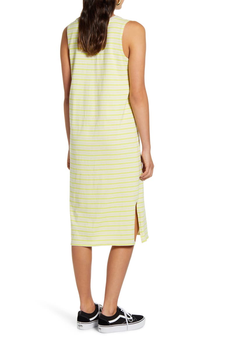 Stripe Sleeveless Midi Tank Dress, Alternate, color, LEMON TONIC