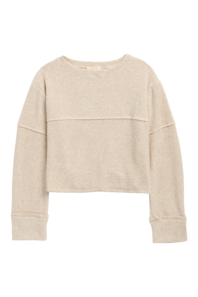 Kids' Hacci Long Sleeve Top, Main, color, HEATHER OATMEAL