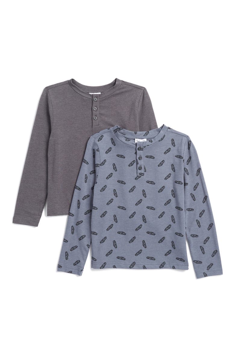 Kids' Assorted 2-Pack Long Sleeve Henley T-Shirts, Main, color, BLUECAR/CHARCL