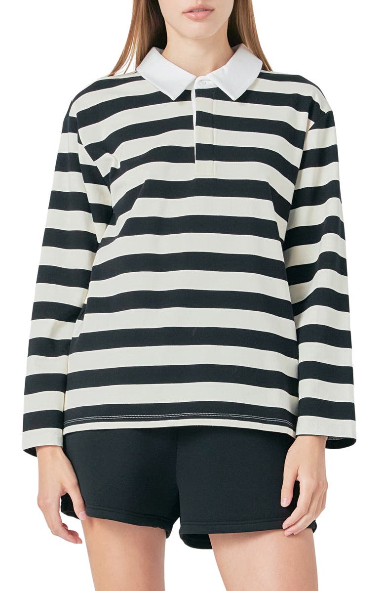 Grey Lab Stripe Cotton Blend Polo Shirt, Main, color, 