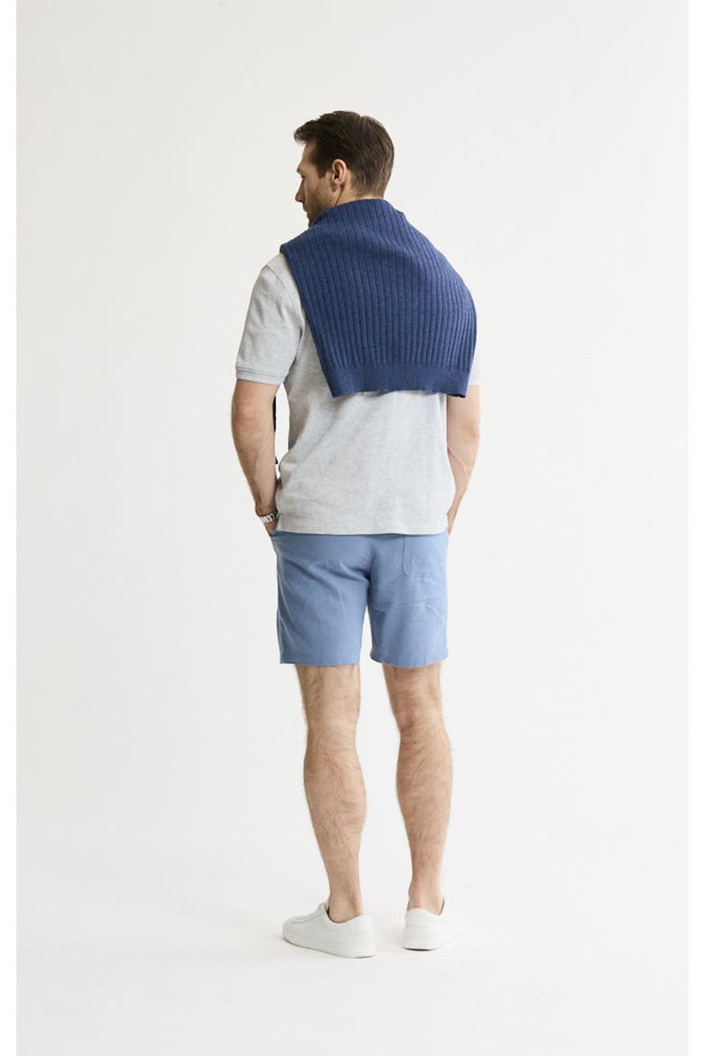 Linen Blend Drawstring Shorts, Alternate, color, Horizon Blue