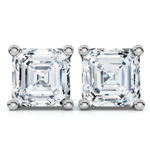 3.00Ct Asscher Cut Diamond Studs 14k Gold Lab Grown Earrings